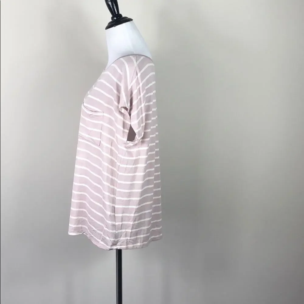 H by Bordeaux Top Pink Crew Neck Pocket